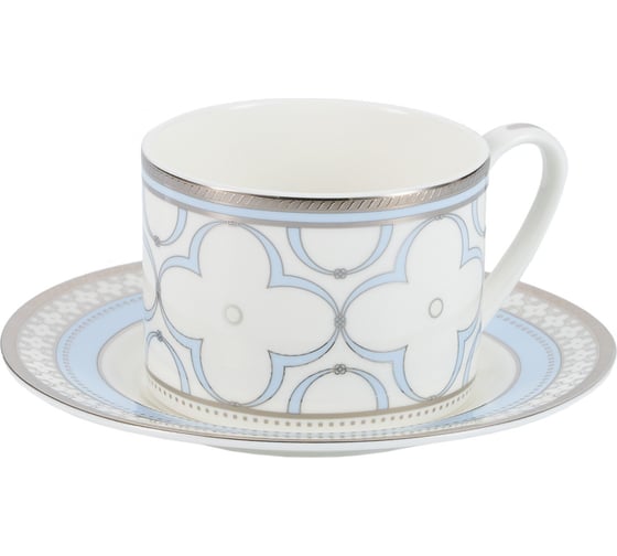 Изображение товара Чайная пара GIPFEL PATRICIA: чашка 200 мл и блюдце 15 см, костяной фарфор, белый с голубым 42856