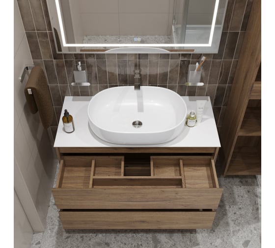 Изображение товара Подвесная тумба со столешницей и накладной раковиной BelBagno KRAFT 100 KRAFT100RT-KEPBO-1084-SET