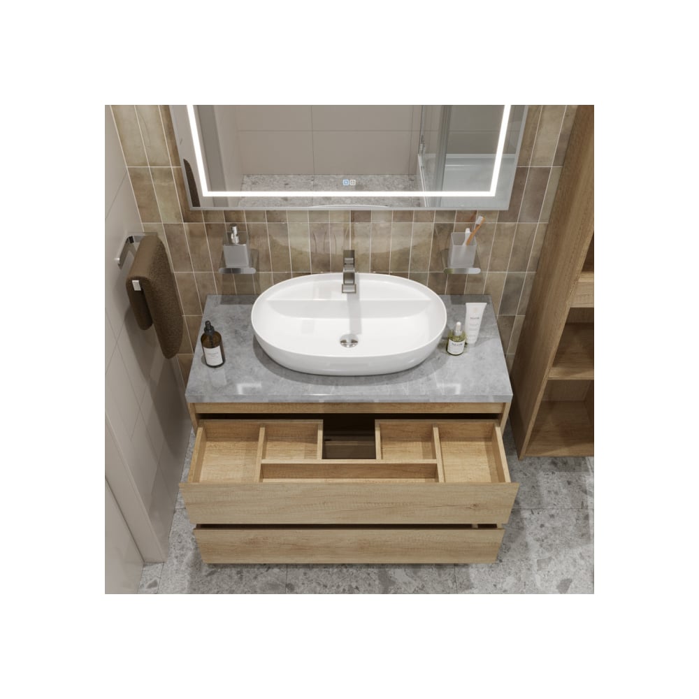 Изображение товара Подвесная тумба со столешницей и накладной раковиной BelBagno KRAFT 100