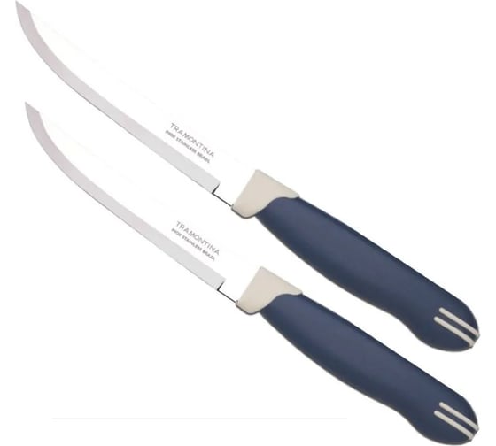 Изображение товара Нож Tramontina Multicolor для стейка, гладкий, 12.5 см, синий, 2 шт. 23527/215-TR