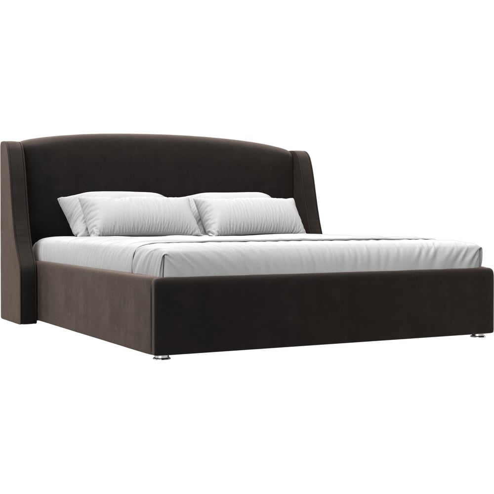 Изображение товара Интерьерная кровать Лига диванов Лотос 180 велюр коричневая с ящиком и подъемным механизмом