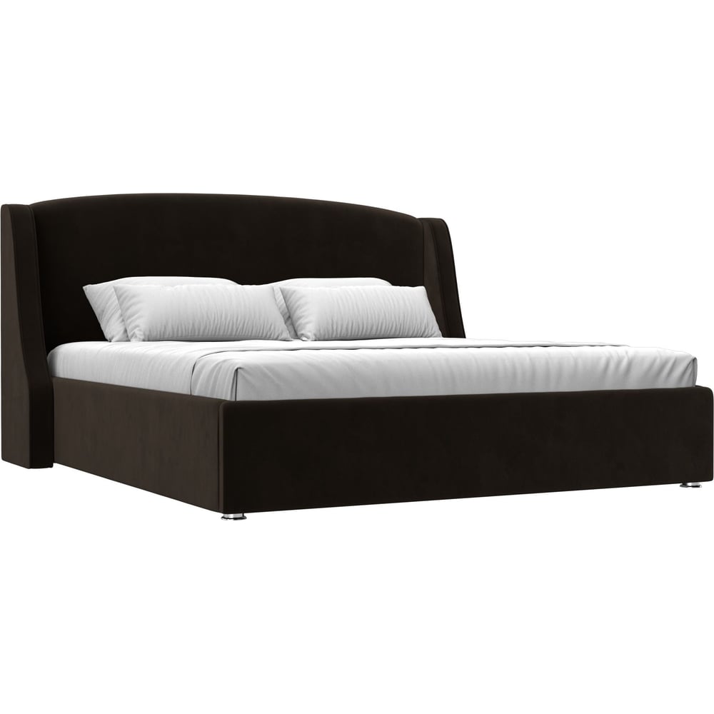 Изображение товара Интерьерная кровать Лига диванов Лотос 180, микровельвет, коричневая