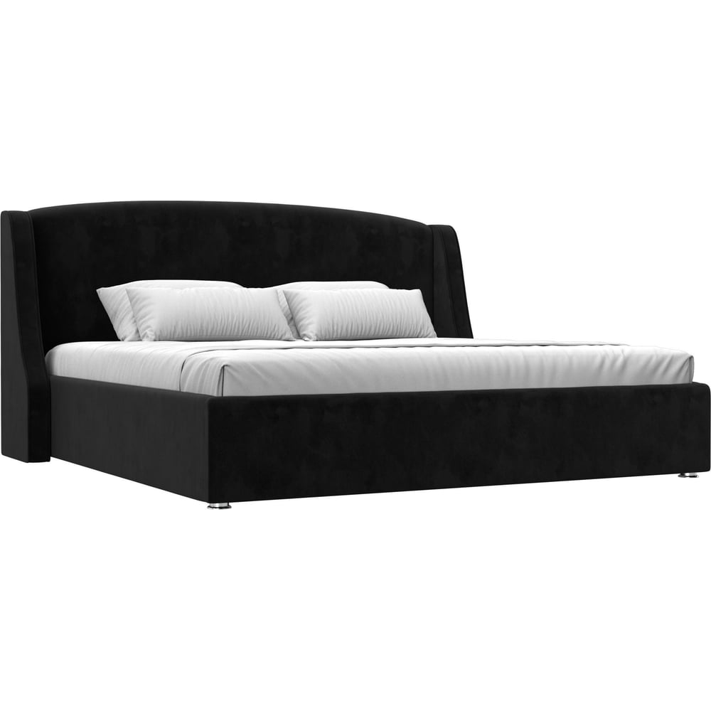 Изображение товара Интерьерная кровать Лига диванов Лотос 200 велюр черный с подъемным механизмом