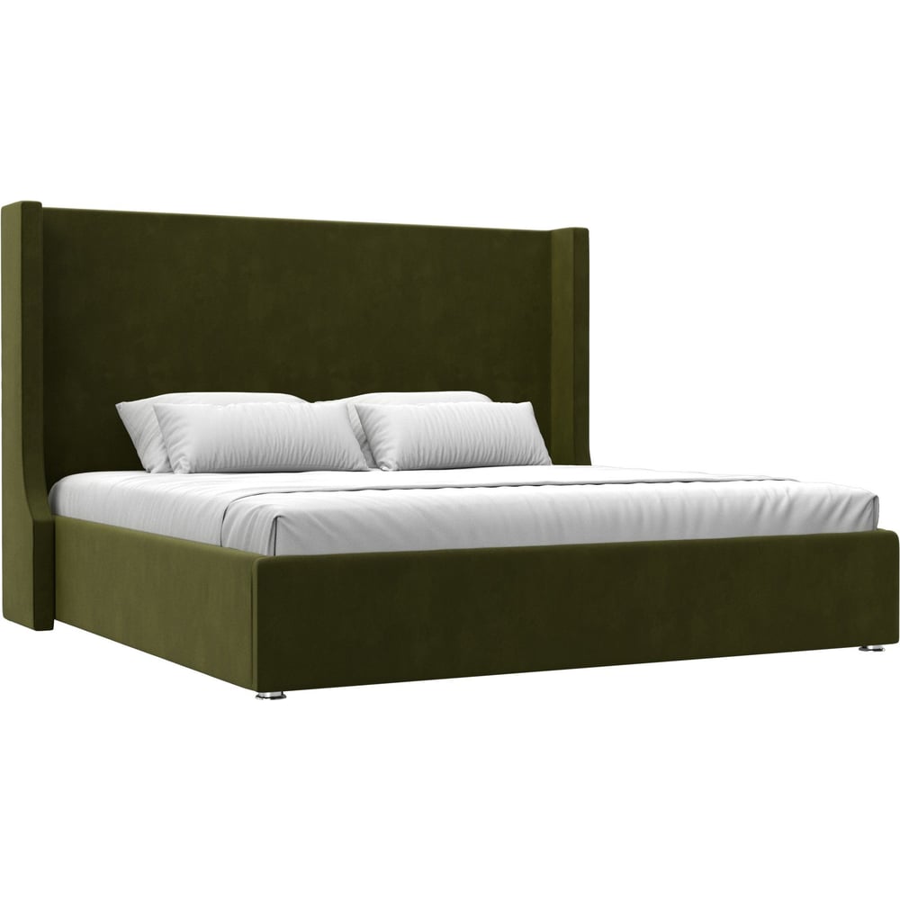 Изображение товара Интерьерная кровать Лига диванов Ларго 200 микровельвет зеленая 200x200 см современный дизайн