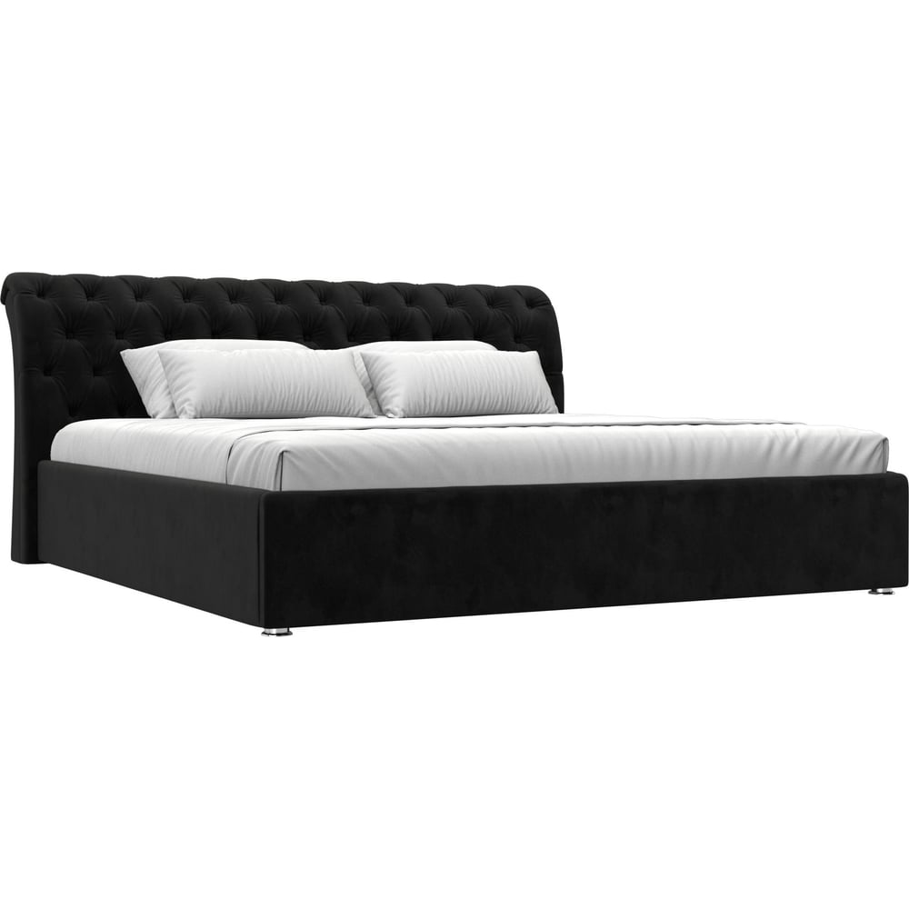 Изображение товара Интерьерная кровать Лига диванов Сицилия 200 велюр черный размеры 200x200 см