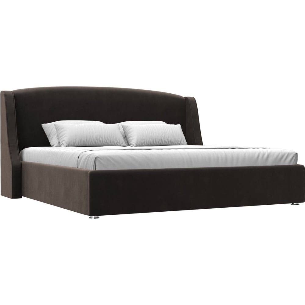 Изображение товара Интерьерная кровать Лига диванов Лотос 200 велюр коричневый 200x200 см современная