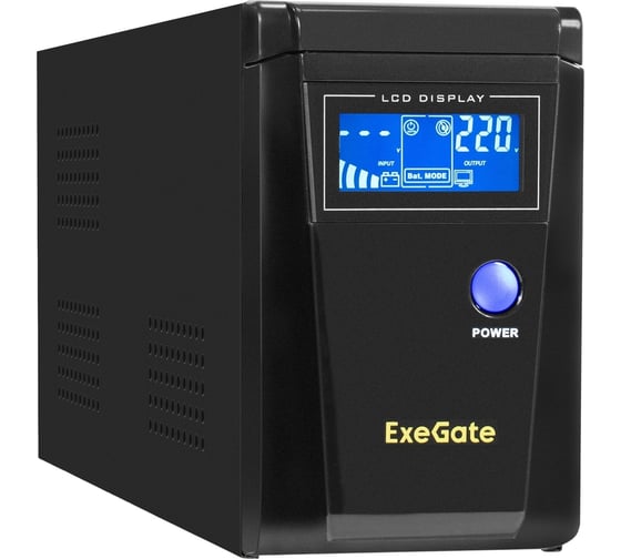 Изображение товара ИБП ExeGate инвертор, синус, для котла SineTower SN-600.LCD.AVR.2SH 600VA 360W, чистая синусоида, LCD дисплей, AVR, 2*Schuko, линейно-интерактивный, Black 295980
