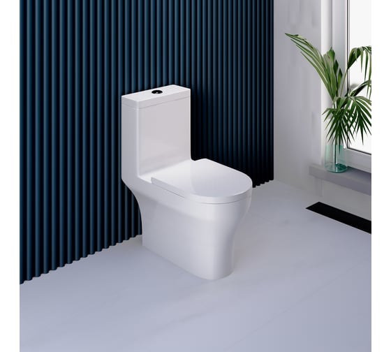 Изображение товара Унитаз с бачком напольный RGW SW-05 белый, горизонтальный выпуск, с микролифтом (моноблок) 67420105-01