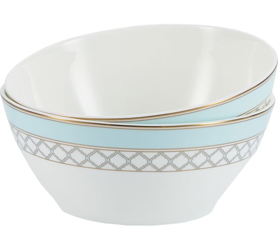 Изображение товара Набор салатников GIPFEL AURORA 700 мл, 2 шт, костяной фарфор, белый с голубым 42862