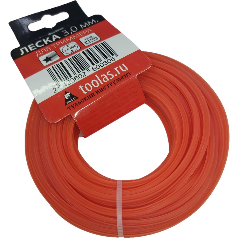 Изображение товара Леска для триммера, звезда, 15 м, 3 мм TOOLAS 00006271