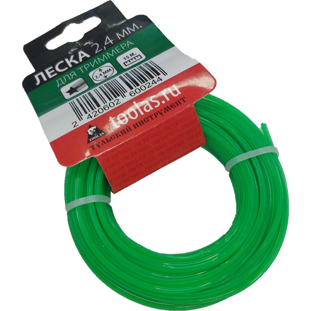 Изображение товара Леска для триммера, звезда, 15 м, 2.4 мм TOOLAS 00006269