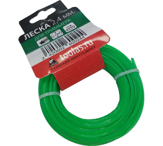 Изображение товара Леска для триммера, звезда, 15 м, 2.4 мм TOOLAS 00006269