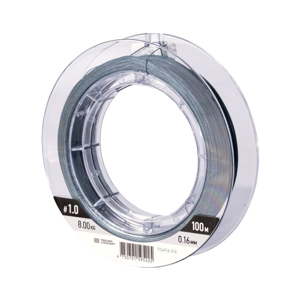 Изображение товара Шок-лидер плетеный FEEDER CONCEPT Distance х8 SHOCK LEADER Dark Gray 100 м, 0.16 мм FC4916-016