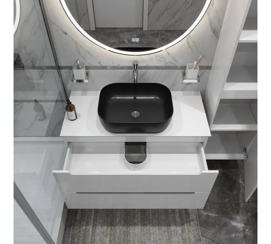 Изображение товара Тумба подвесная со столешницей и накладной раковиной BelBagno ETNA 80 ETNA80BL-KEPBO-1302H301-SET