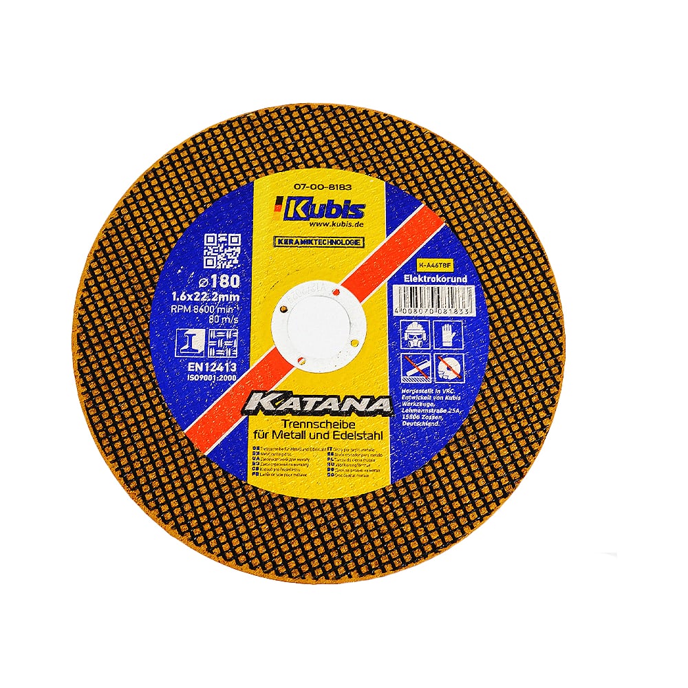 Изображение товара Диск отрезной по металлу и нержавеющей стали Ceramic 10x KATANA 180х1.6х22 мм Kubis 07-00-8183