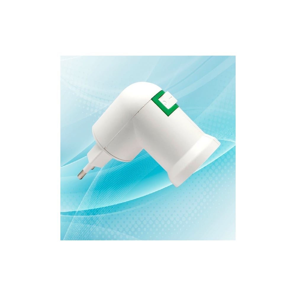 Изображение товара Переходник вилка-патрон с выключателем E27 угловой OXION AH-009WH-E27-UNGL