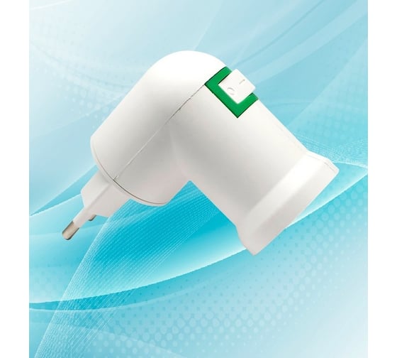 Изображение товара Переходник вилка-патрон OXION с выключателем угловой Е27, арт. AH-009WH-E27-UNGL