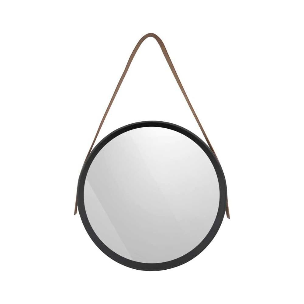 Изображение товара Настенное зеркало на ремне Вещицы 395 мм черное современное