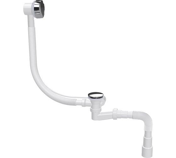 Изображение товара Сифон для ванн BATH MASTER полуавтомат, с переливом и гибкой трубой (1 1/2"-40/50) BM0301SP