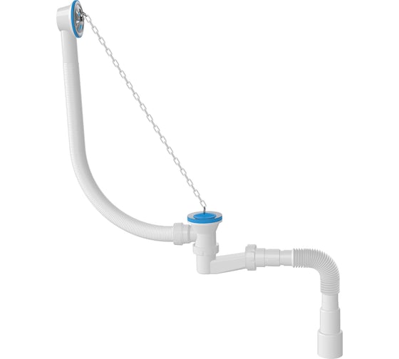 Изображение товара Сифон для ванн BATH MASTER с переливом, цепочкой, пробкой и гибкой трубой (1 1/2"-40/50) BM0303SP