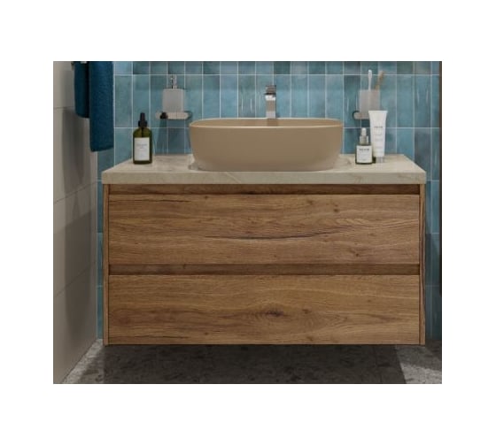 Изображение товара Подвесная тумба со столешницей и накладной раковиной BelBagno KRAFT 100 KRAFT100RT-KEPMCO-1302H316-SET