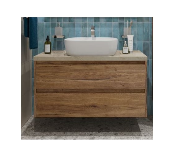 Изображение товара Подвесная тумба со столешницей и накладной раковиной BelBagno KRAFT 100 KRAFT100RT-KEPMCO-1302-SET
