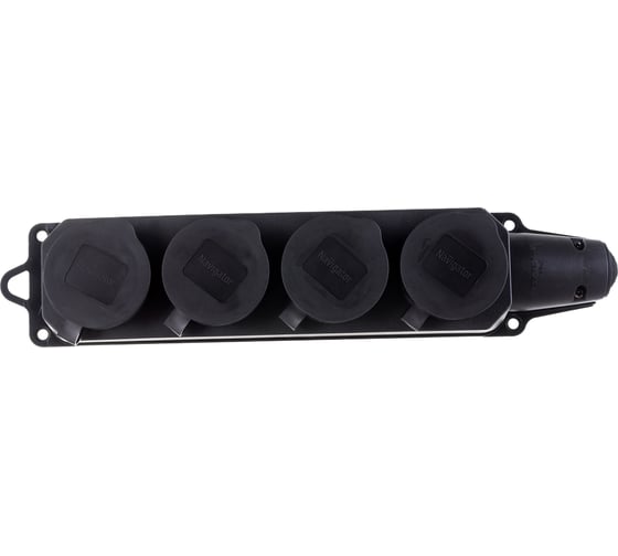 Изображение товара Колодка Navigator CA-BLR2-04-16A-E-IP44-BL, 4 гнезда, с заземлением, каучук, черная 61373