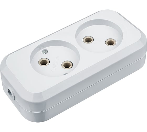 Изображение товара Колодка Navigator NCA-BL01-02-X-WH, 2 гнезда, без заземления, АБС-пластик 61583