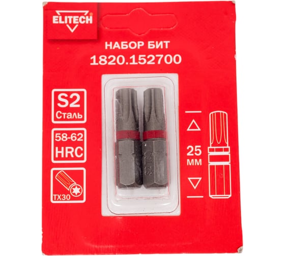 Изображение товара Биты TORX30, 25 мм, 2 шт 1820.15270 Elitech 204286