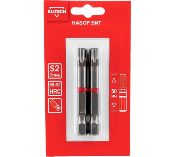 Изображение товара Биты TORX25, 50 мм, 2 шт 1820.15310 Elitech 204290