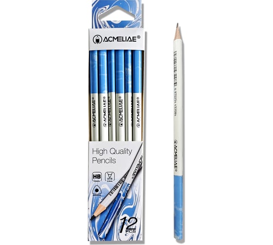 Изображение товара Карандаш чернографитный ACMELIAE 12 шт HB трехгранный, корпус бело-голубой 43219 EAN