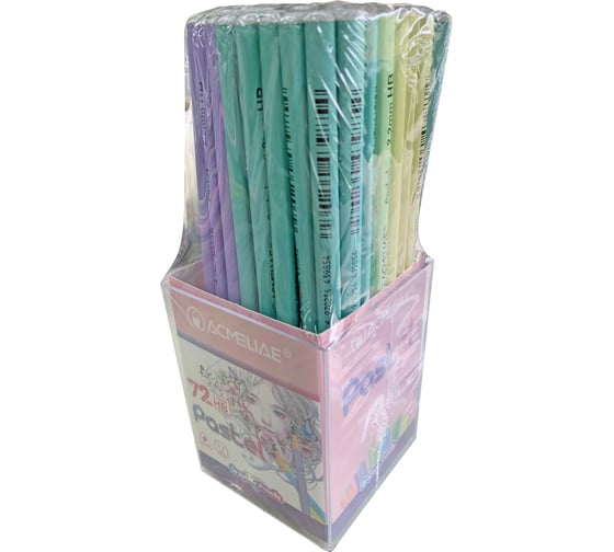 Изображение товара Карандаш чернографитный ACMELIAE HB Pastel трехгранный, 6 цветов корпуса, 72 шт 43985 EAN