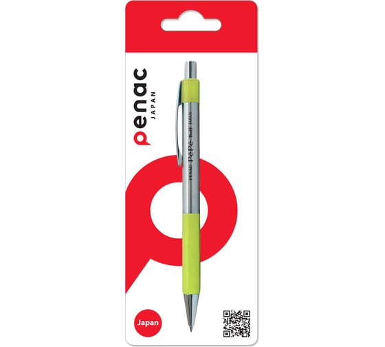 Изображение товара Ручка шариковая автоматическая Penac Pepe 0.7 мм синяя, корпус металл/салатовый, в блистере BB0503-29/B