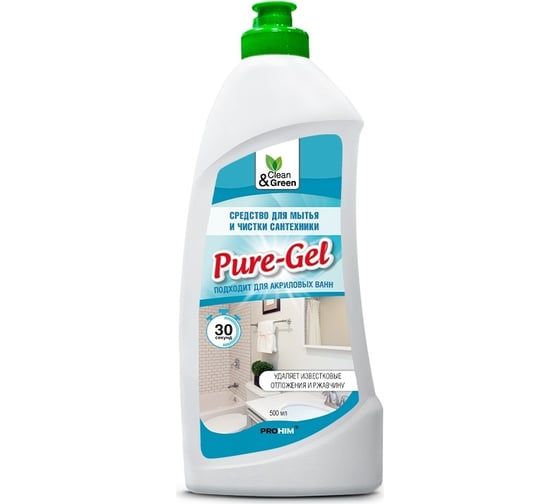 Изображение товара Средство для мытья и чистки сантехники Прохим "Pure-Gel" кислотное, гель, 500 мл CG8079