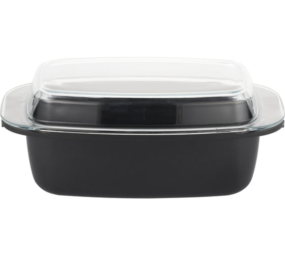 Изображение товара Гусятница GIPFEL RICHMOND 7 л/32x20x11 см, из литого алюминия, со стеклянной крышкой, с индукционным дном, 2.3/5.7 мм, черный 0142