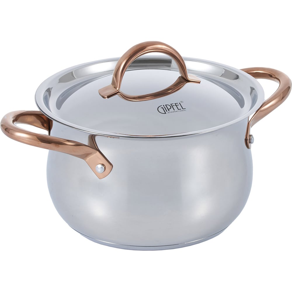 Изображение товара Кастрюля GIPFEL ABSOLUTE 20x13см/3,9л со стальной крышкой, с индукционным капсульным дном, нержавеющая сталь 18/10, 0.8 мм 2754