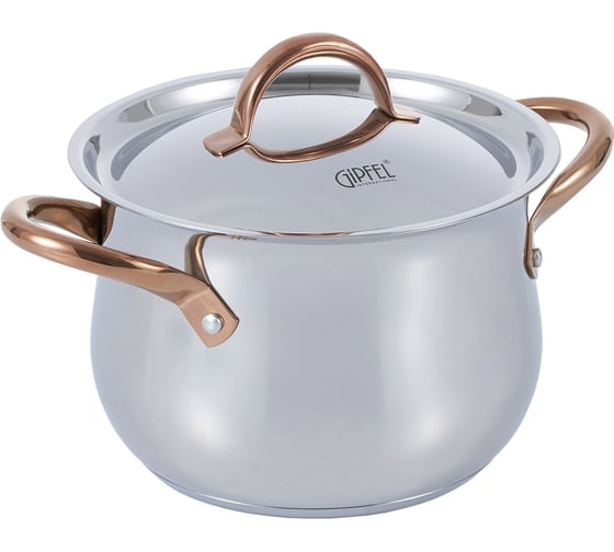 Изображение товара Кастрюля GIPFEL ABSOLUTE 20x15 см/4.7 л, со стальной крышкой, с индукционным капсульным дном, нержавеющая сталь 18/10, 0.8 мм 2753