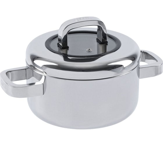 Изображение товара Кастрюля GIPFEL AVENTUS 18x9 см/2 л, профессионального класса с 5-слойным корпусом, с индукционным дном, со стеклянно-стальной крышкой, нержавеющая сталь 18/10, 3 мм 1396