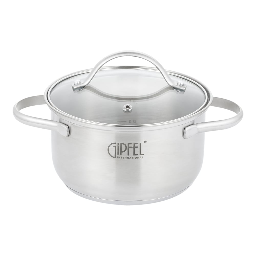 Изображение товара Кастрюля GIPFEL AZALEA 16x9.5 см 1.5 л нержавеющая сталь со стеклянной крышкой