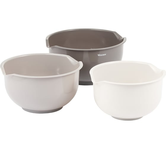 Изображение товара Набор из 3 мисок WERNER FRESCO Диаметры: 19,5/21,5/23 см. Материал: пластик. Цвета: темно-серый, серый, светло-серый 51213