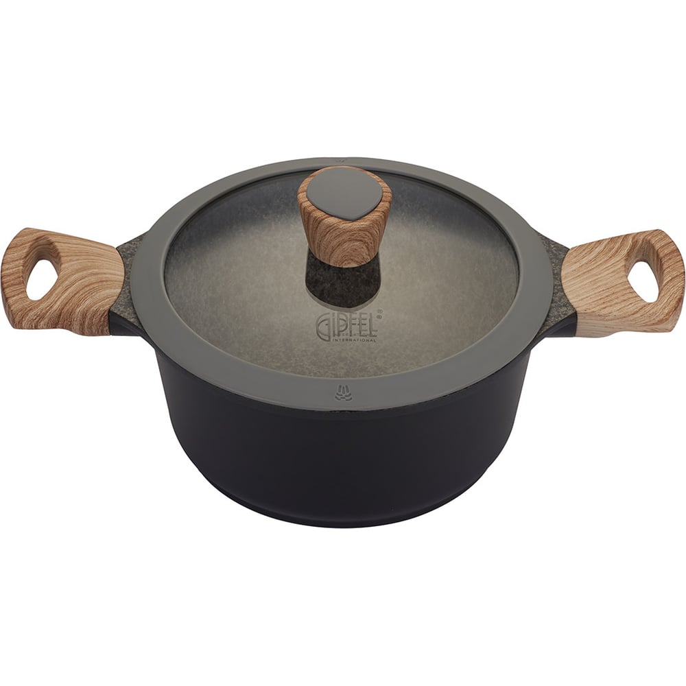 Изображение товара Кастрюля GIPFEL OLIVER 20x9.5 см из литого алюминия с индукционным дном и стеклянной крышкой