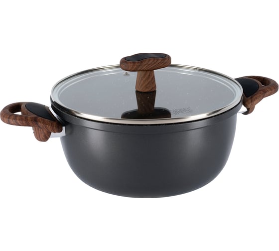 Изображение товара Кастрюля GIPFEL POLA 22x10.5 см/3.4 л, из прессованного алюминия, с индукционным дном, со стеклянной крышкой, с ручками, с покрытием Soft touch, 2.3 мм 2668