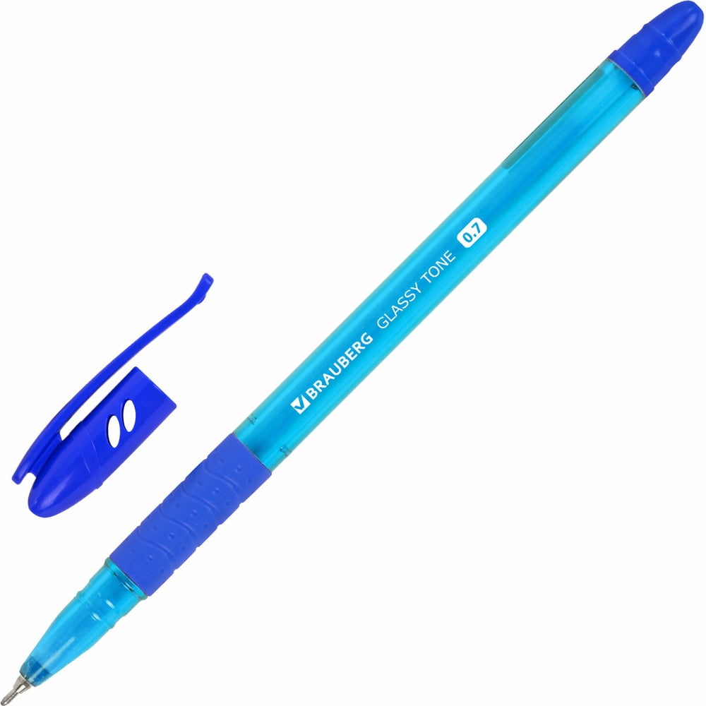 Шариковые Ручка шариковая BRAUBERG Glassy Tone, синяя, линия письма 0,35 мм 881017