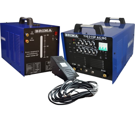 Изображение товара Инверторная установка Brima TIG 315P AC/DC, комплект блок охлаждения и педаль НП000001522