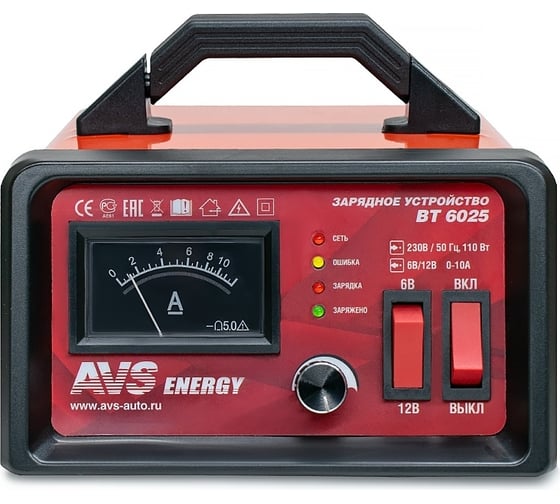 Изображение товара Зарядное устройство для автомобильного аккумулятора AVS BT-6025 (10A) 6/12V 43722