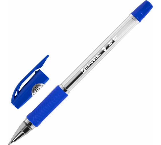 Изображение товара Ручка шариковая Bp-gt BRAUBERG, Синяя, корпус прозрачный, евронаконечник 0,7 мм, линия письма 0,35 мм 12 шт 144004