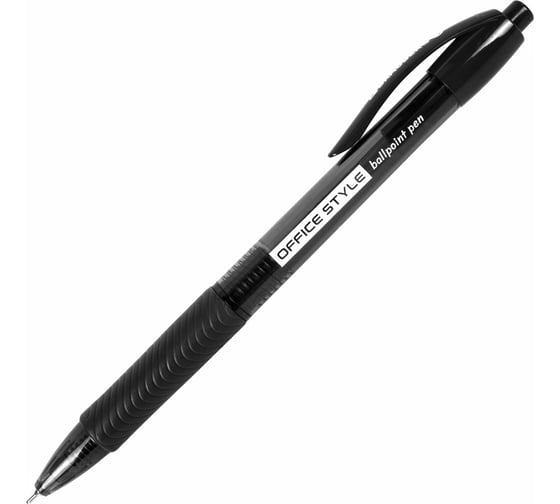 Изображение товара Ручка шариковая автоматическая с грипом Office Style BRAUBERG, Черная, узел 0,7 мм, линия 0,35 мм, тонированный корпус 12 шт 144212