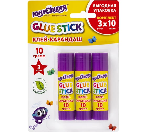 Изображение товара Клей-карандаш ЮНЛАНДИЯ 10 г, выгодная упаковка, 3 шт. на блистере 271943