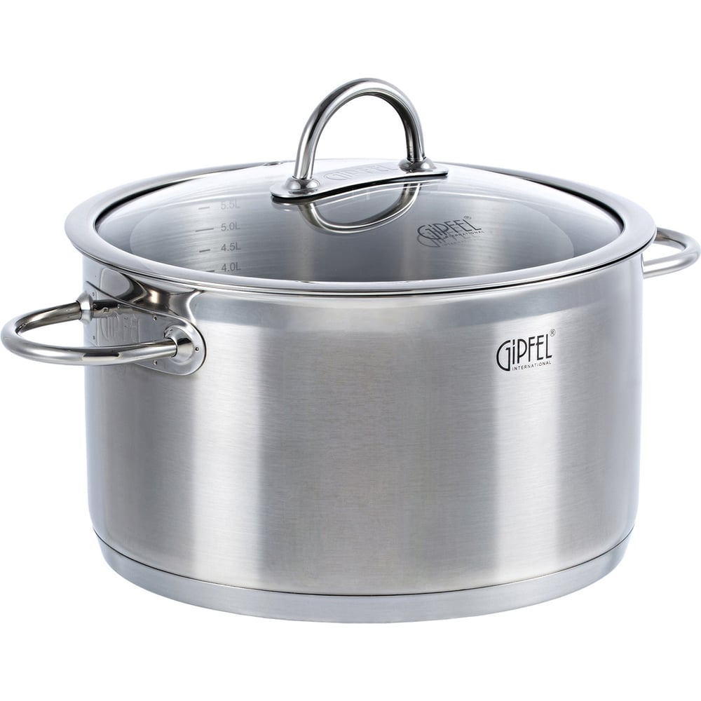 Изображение товара Кастрюля из нержавеющей стали Gipfel Signo 24 см 5,7 л с крышкой стекло