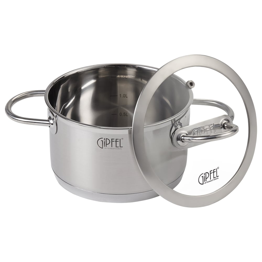 Изображение товара Кастрюля из нержавеющей стали Gipfel Signo 16 см 2 л совместимая с газовыми и индукционными плитами